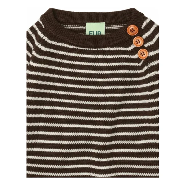 Jersey a rayas de lana merina para bebé | Marrón