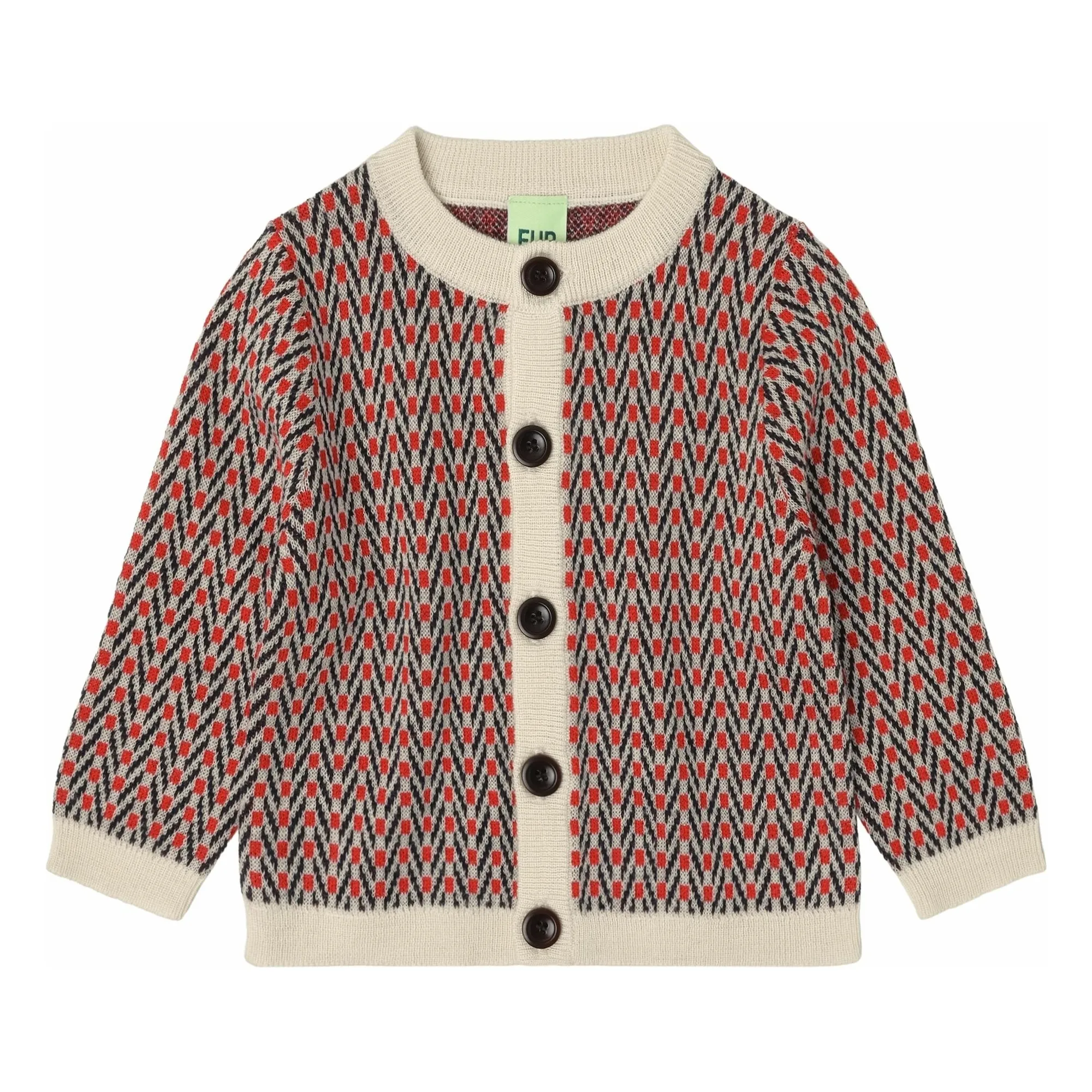 Fub Ecru Merino Wool Chevron Cardigan