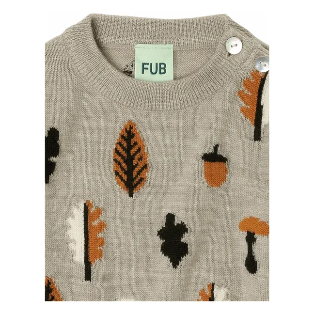 Pull Jaquard Laine de Mérinos Bébé | Beige chiné