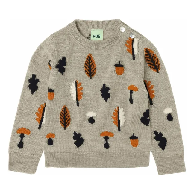 Pull Jaquard Laine de Mérinos Bébé | Beige chiné