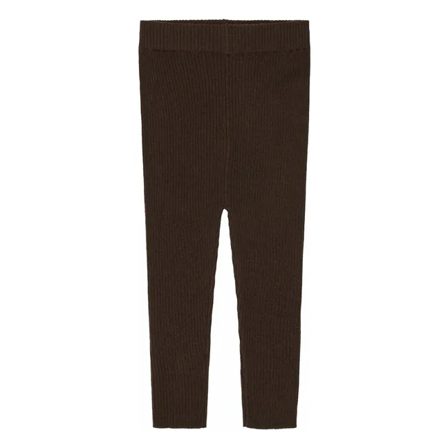 Legging liso de lana merina | Marrón