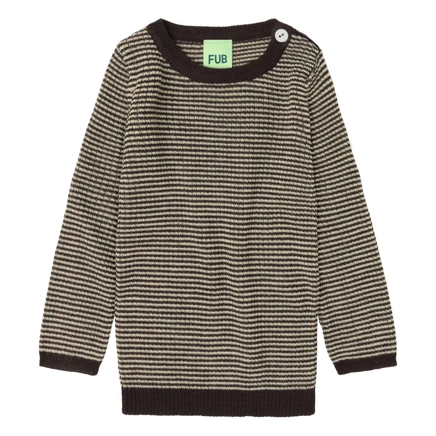 Fub Brown Merino Wool Striped Fine Knit Sweater