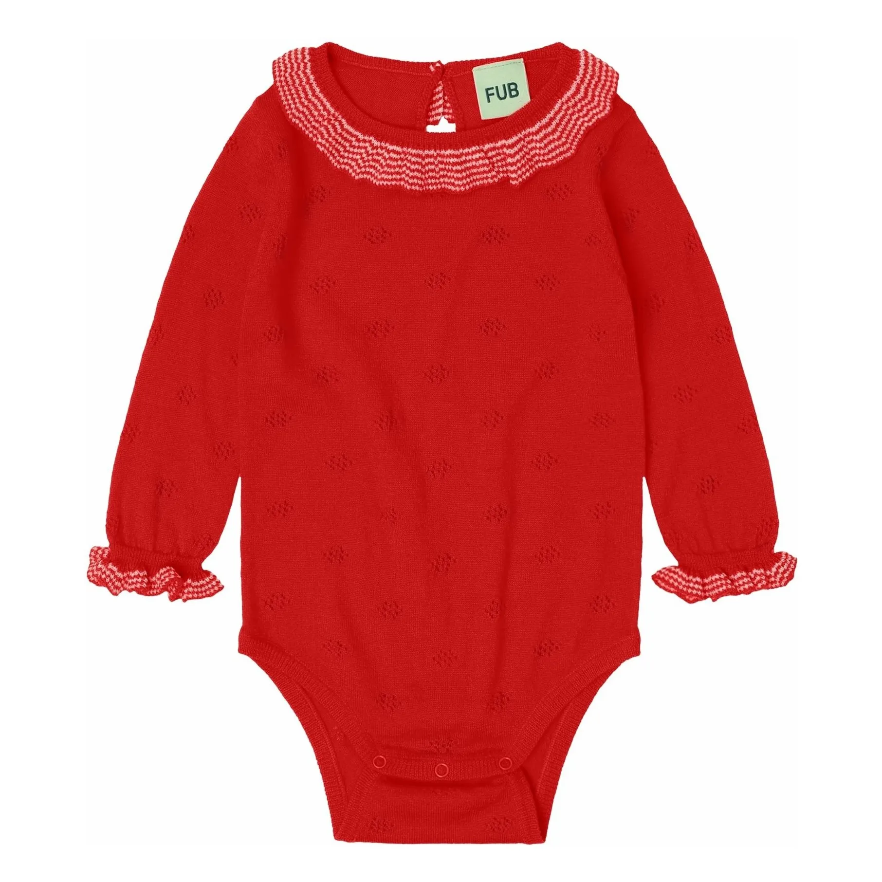 Fub Red Merino Wool Ruffled Bodysuit