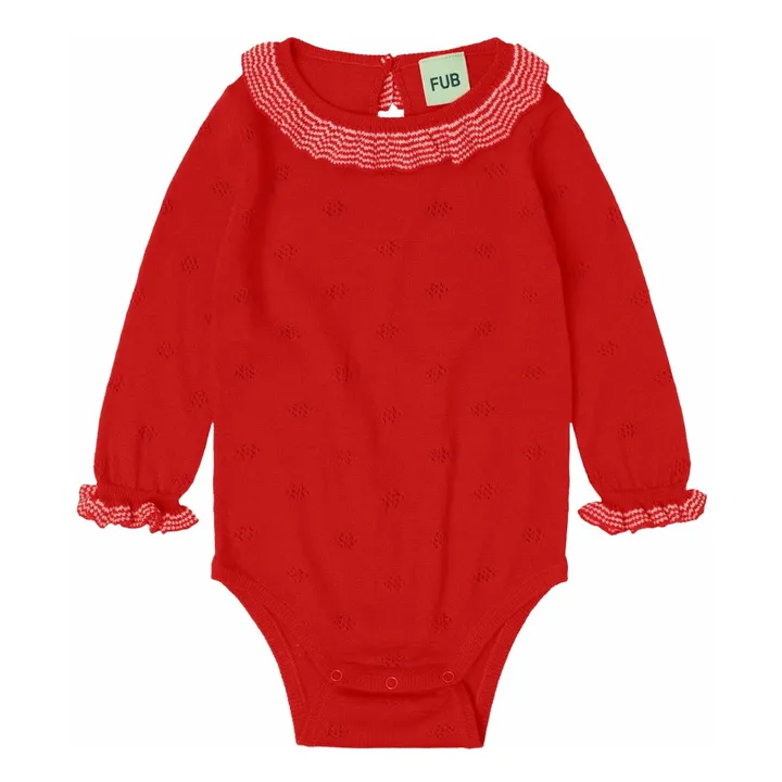 Body con volantes de lana merina | Rojo- Imagen del producto n°0