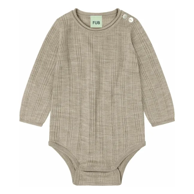 Body de canalé de lana merina | Beige chiné