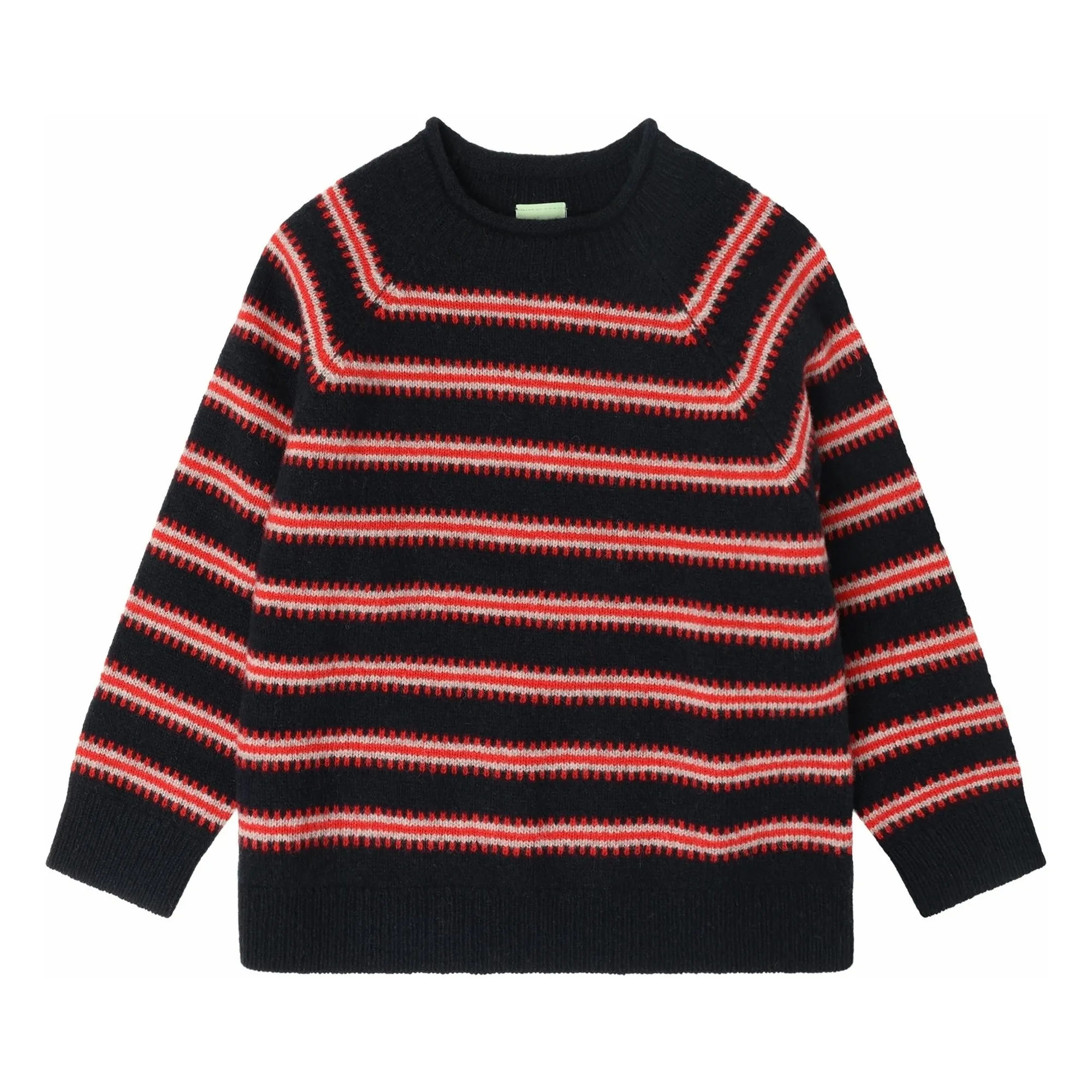 Fub Navy Blue Striped Lambswool Sweater