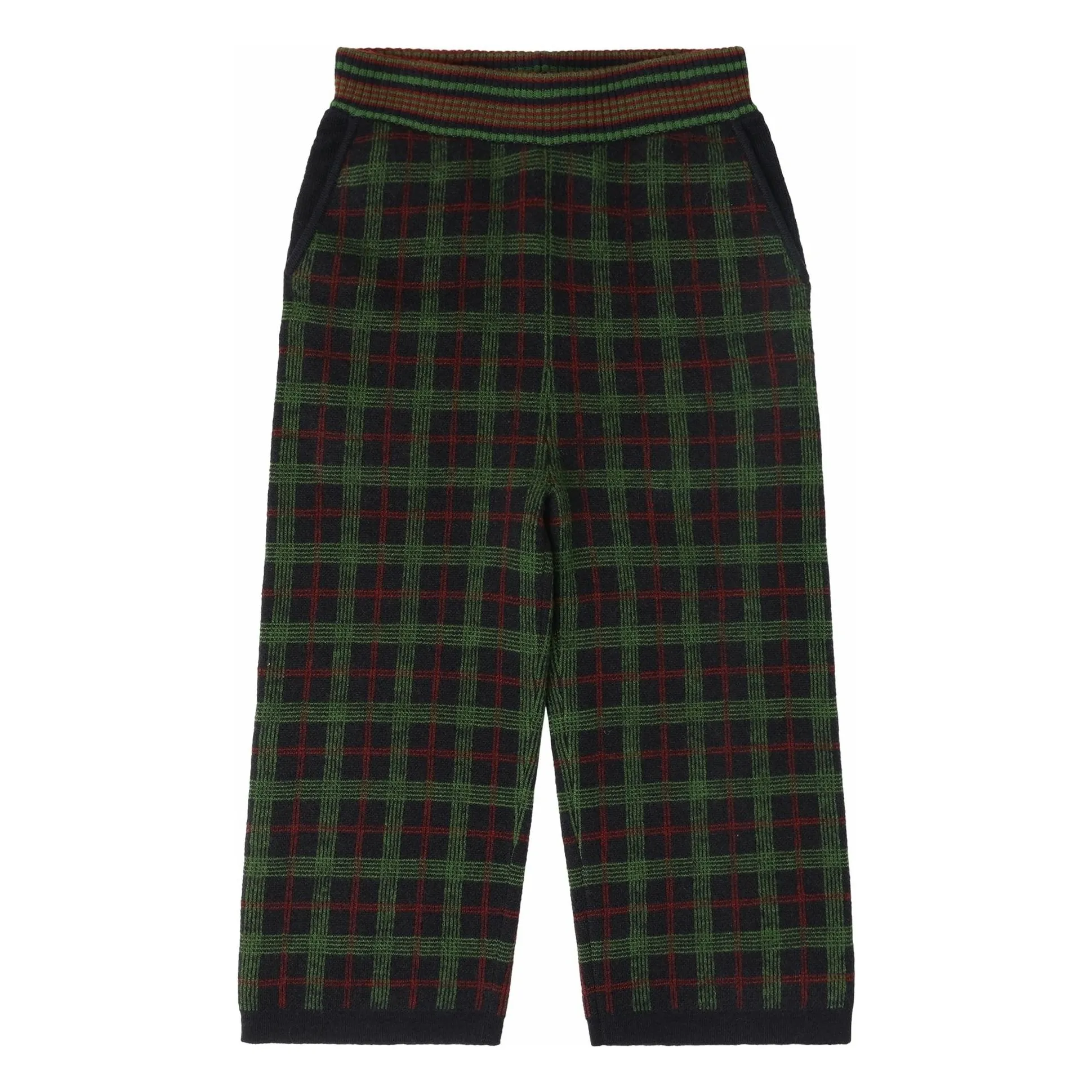 Fub Green Carreaux Feutré Merino Wool Trousers