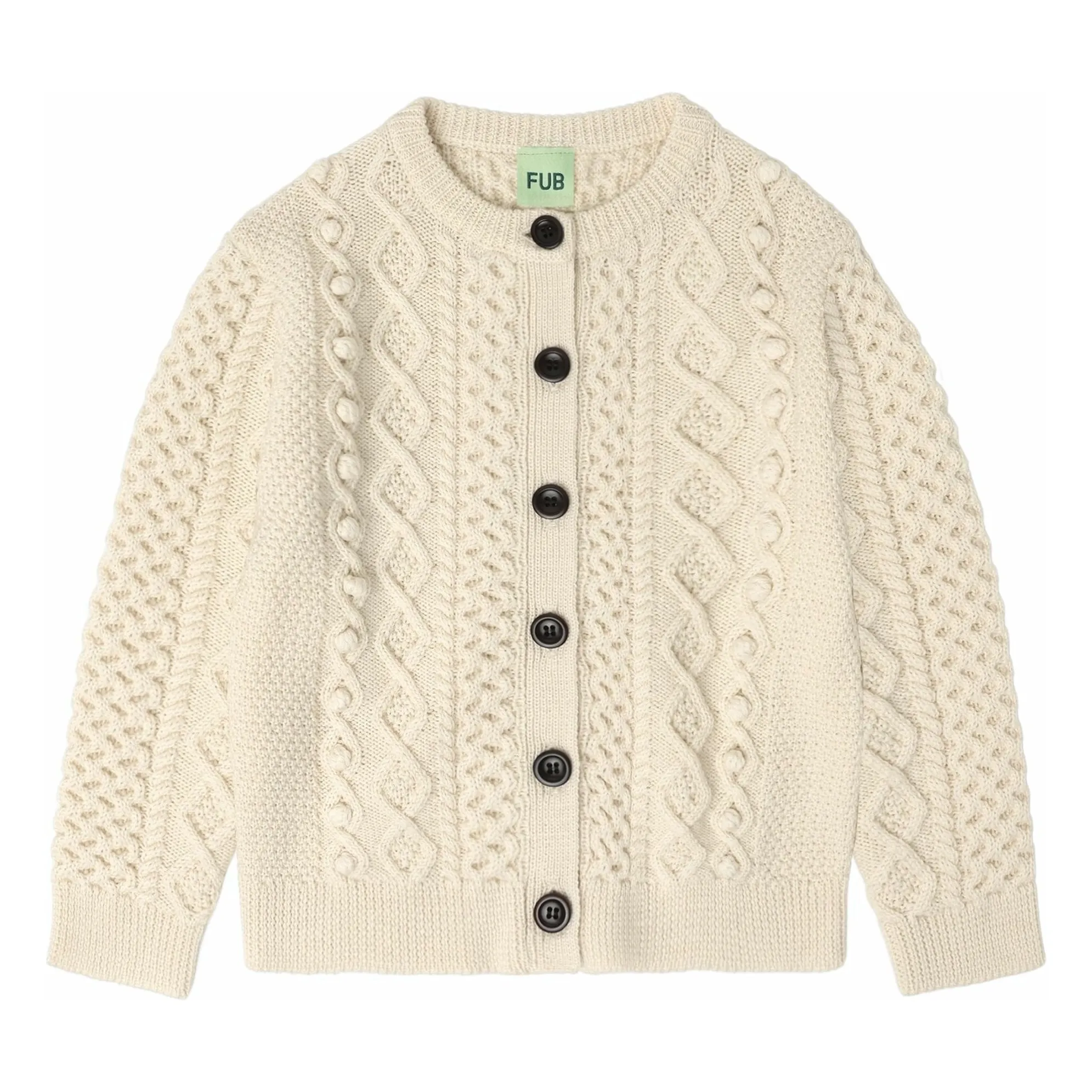 Fub Ecru Cardigan Aran Merino Wool