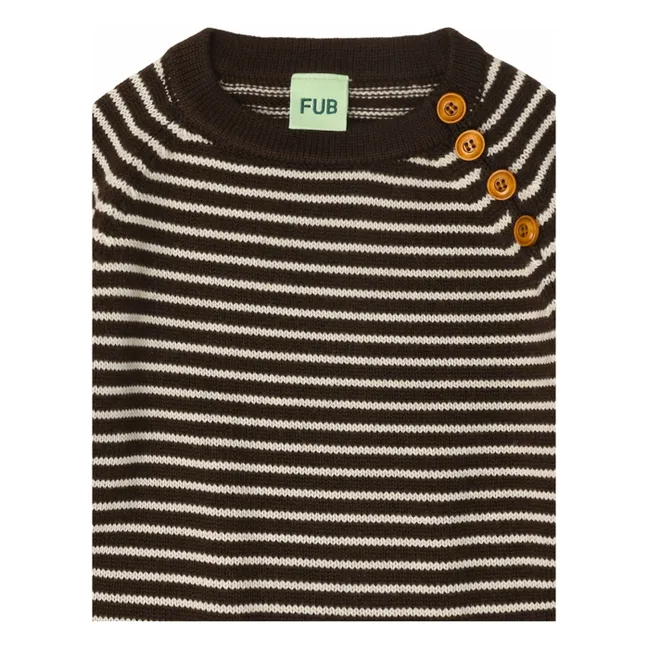 Jersey a rayas de lana merina | Marrón