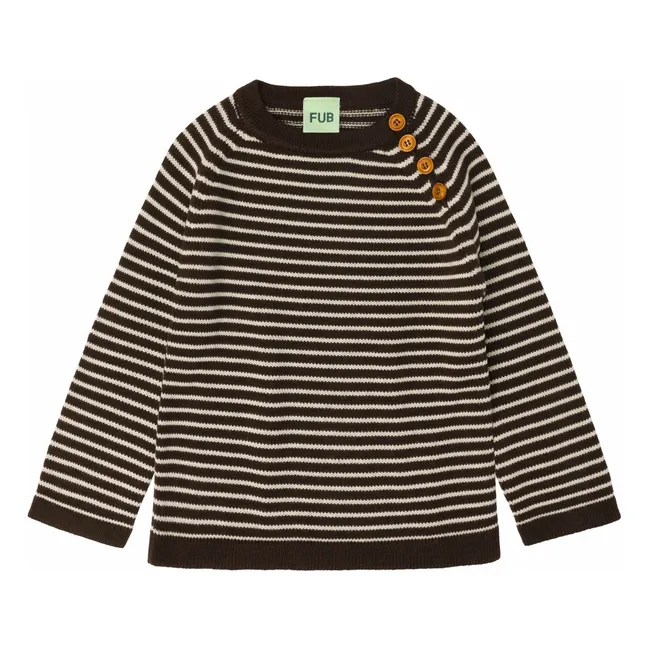 Jersey a rayas de lana merina | Marrón