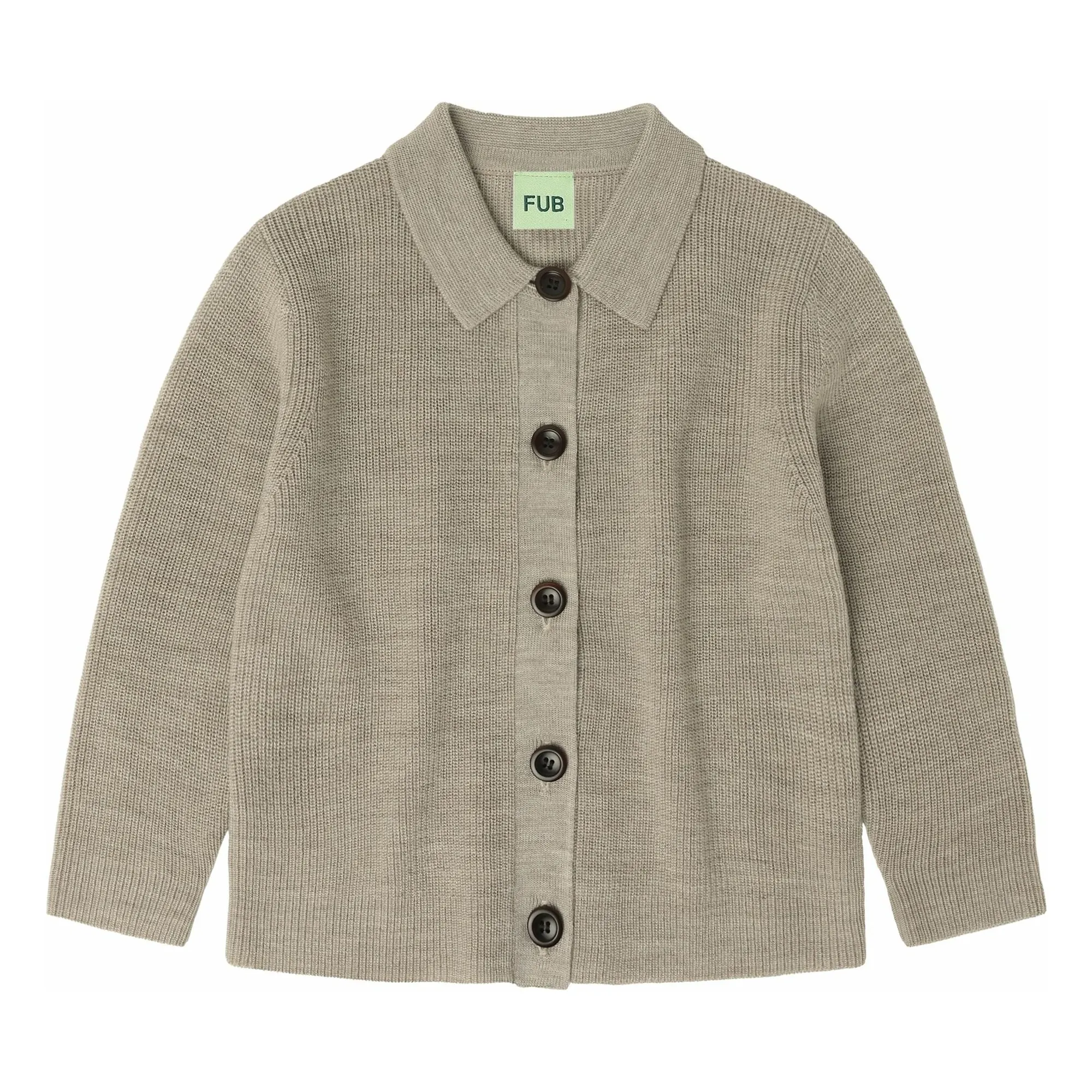 Fub Heather Beige Merino Wool Cardigan