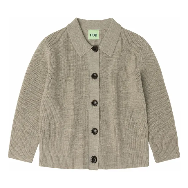 Cardigan Laine de Mérinos | Beige chiné