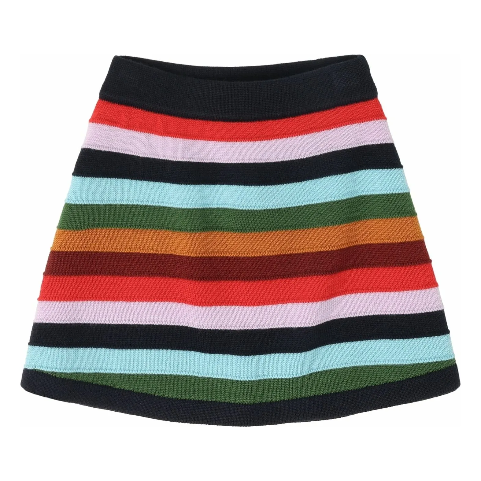 Fub Navy Blue Striped Merino Wool Skirt