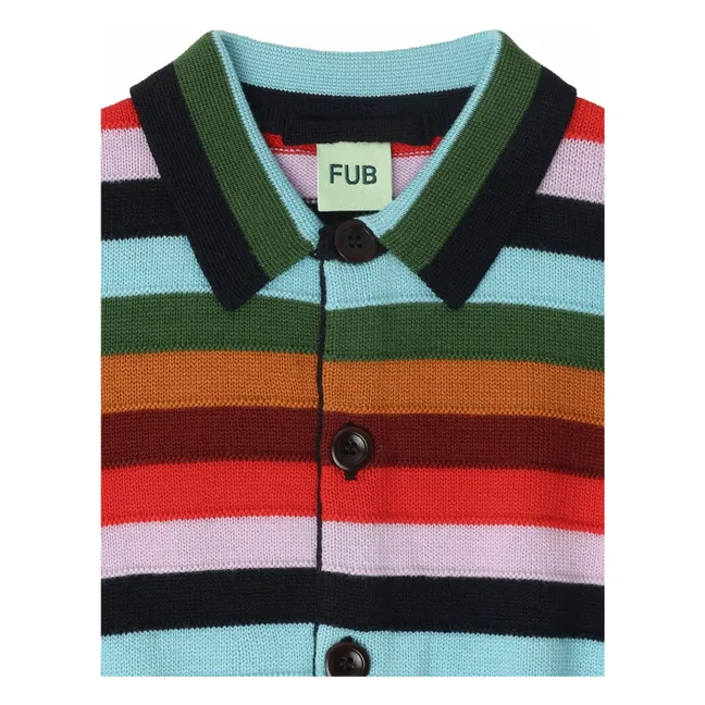 Cárdigan de lana merina a rayas | Azul Marino