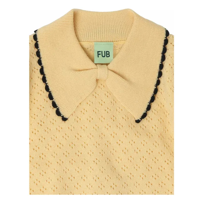 Polo Pointelle Laine de Mérinos | Jaune pâle