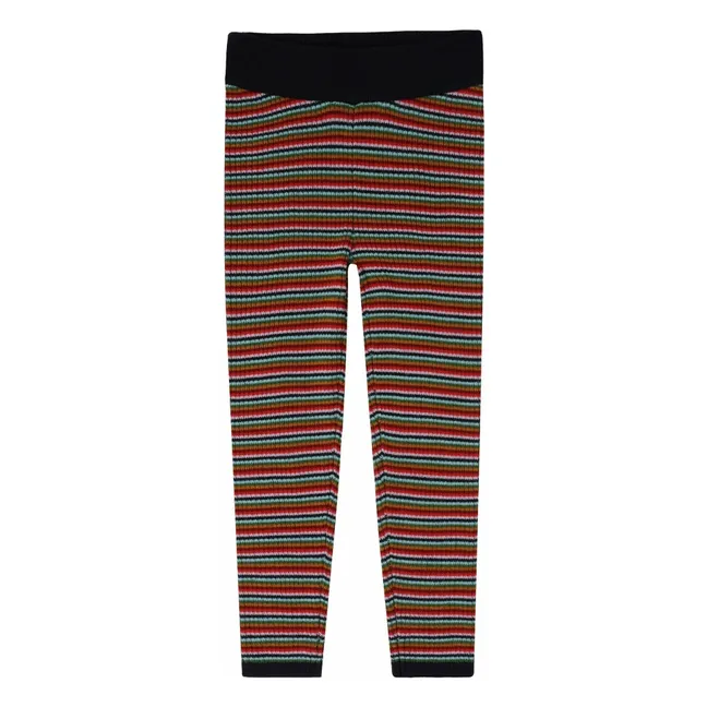 Legging Rayé Laine de Mérinos | Bleu marine