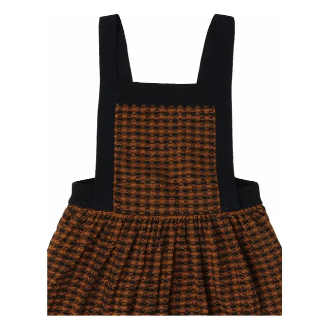 Robe Carreaux Laine de Mérinos | Bleu marine