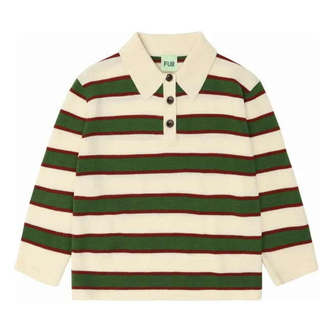 Polo Rayé Laine de Mérinos | Ecru