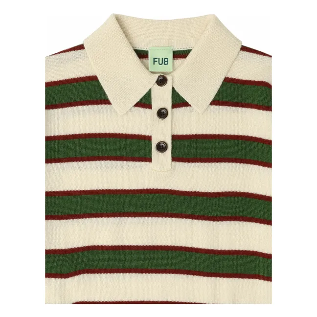 Polo Rayé Laine de Mérinos | Ecru