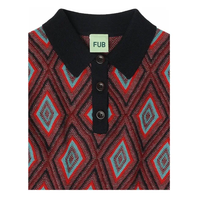 Harlequin Merino wool polo shirt | Navy blue