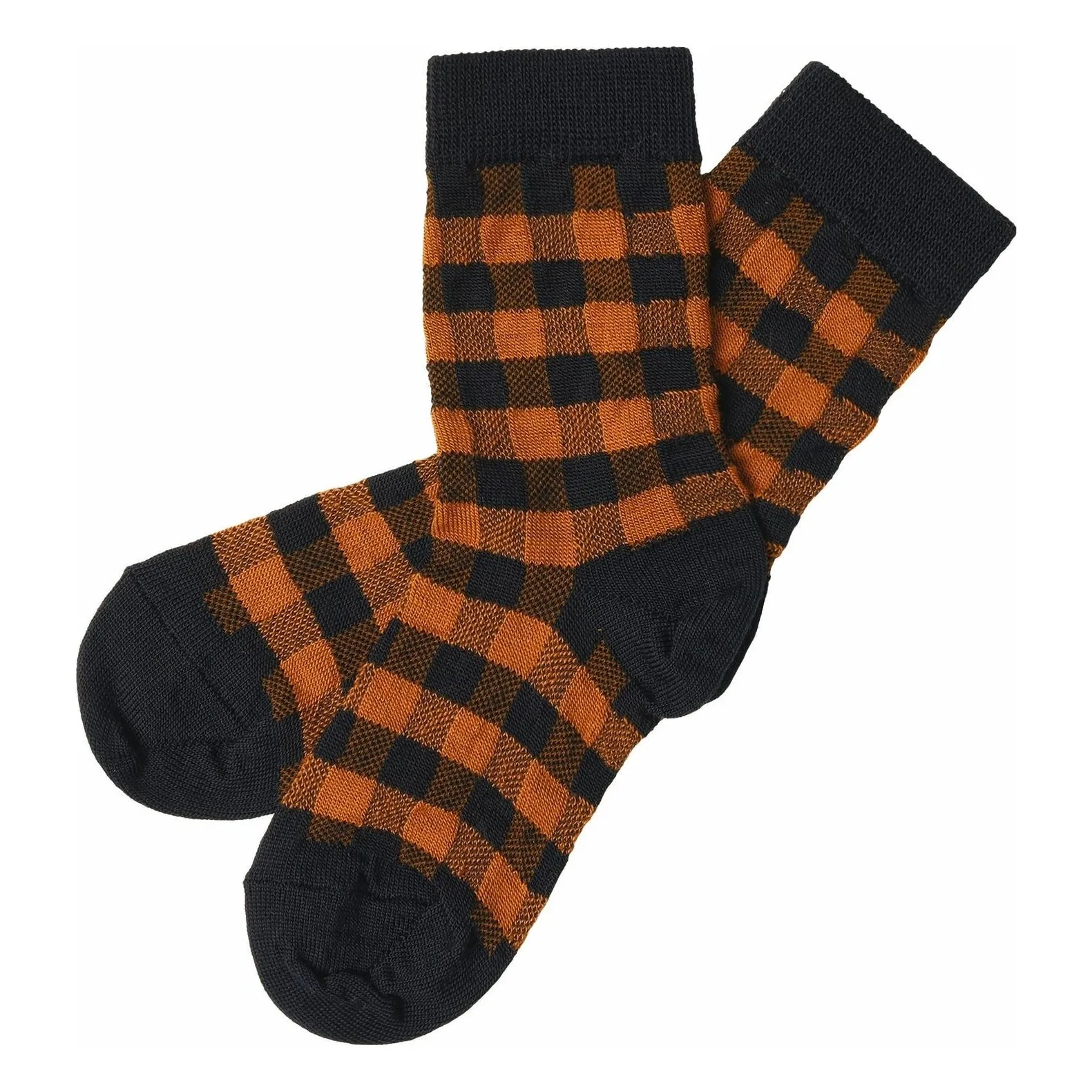Fub Rust Wool Carreaux Socks