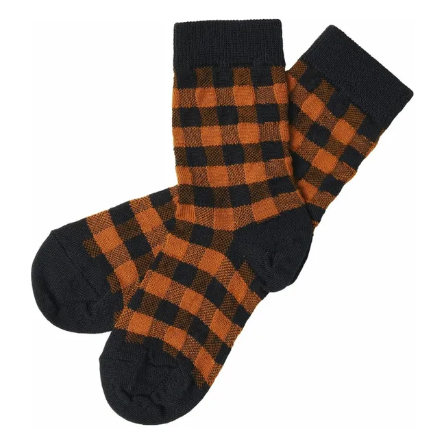 Chaussettes Carreaux Laine | Rouille