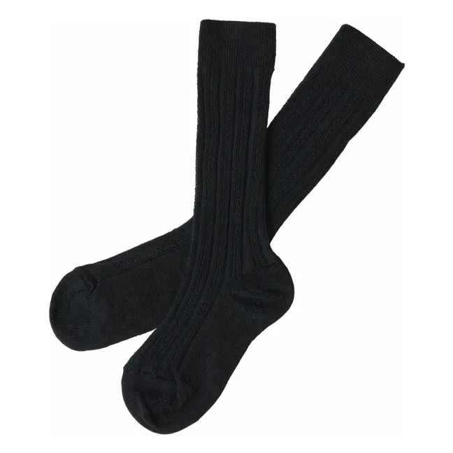 Calcetines altos de lana | Azul Marino