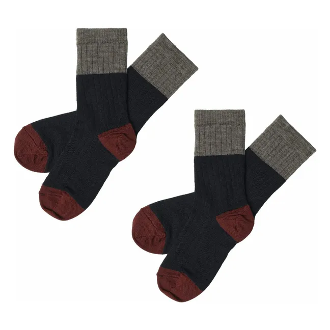 Chaussettes Colorblock Laine | Bleu marine