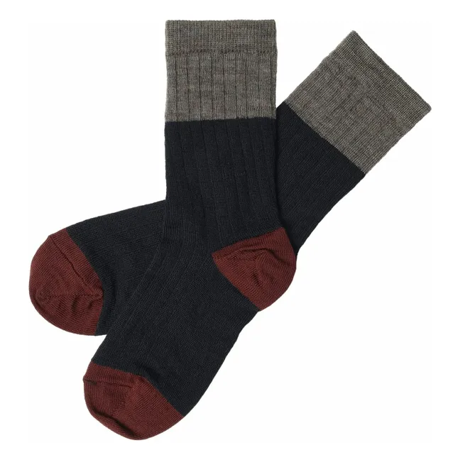 Chaussettes Colorblock Laine | Bleu marine