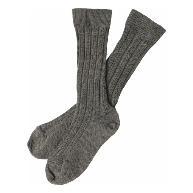 Calcetines altos de lana | Beige obscuro