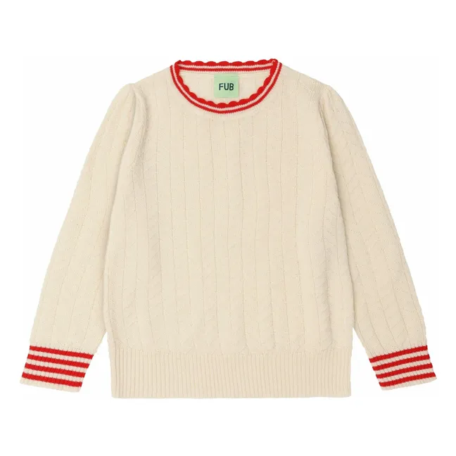 Pull Zigzag Maille Fine Laine de Mérinos | Ecru