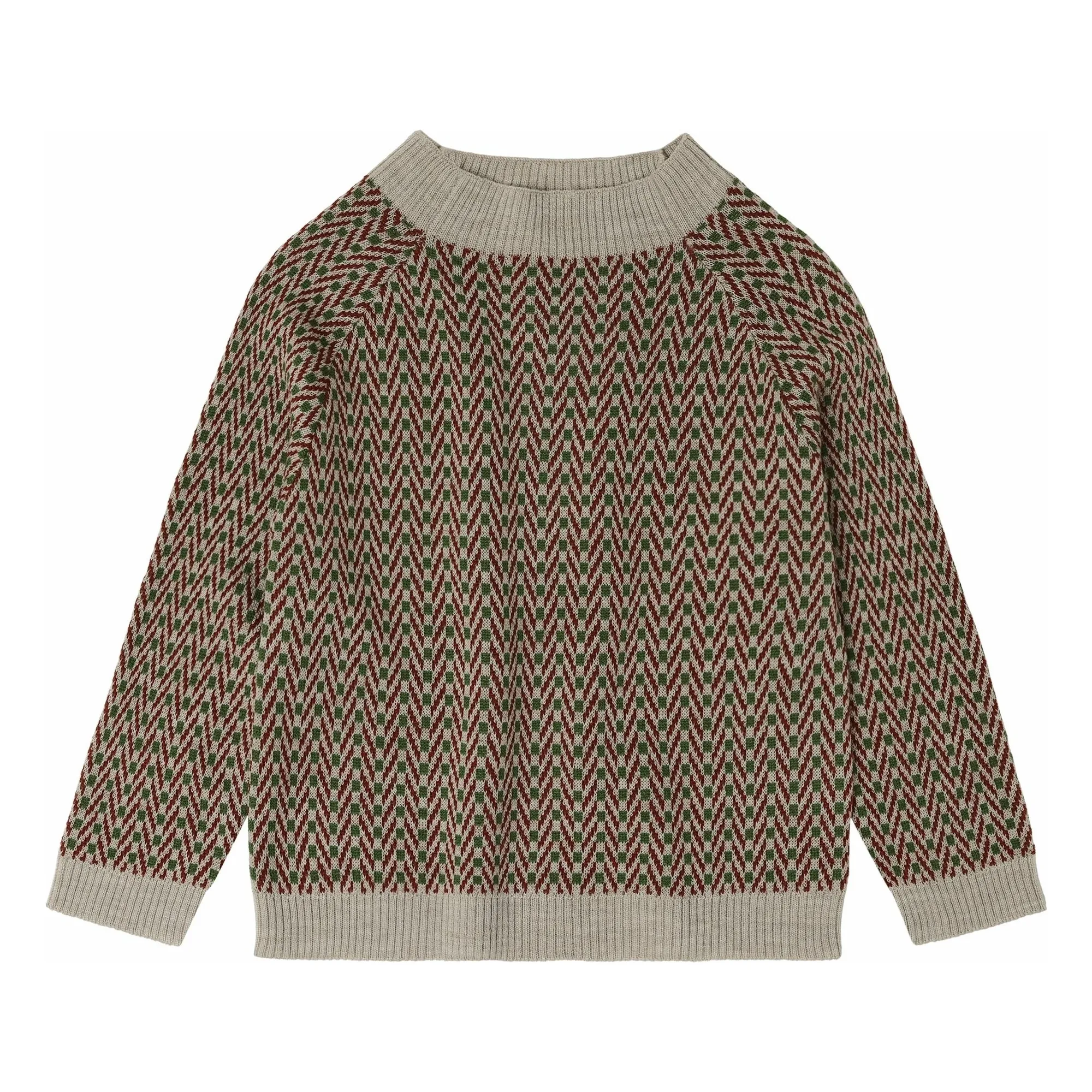 Fub Heather Beige Merino Wool Herringbone Sweater