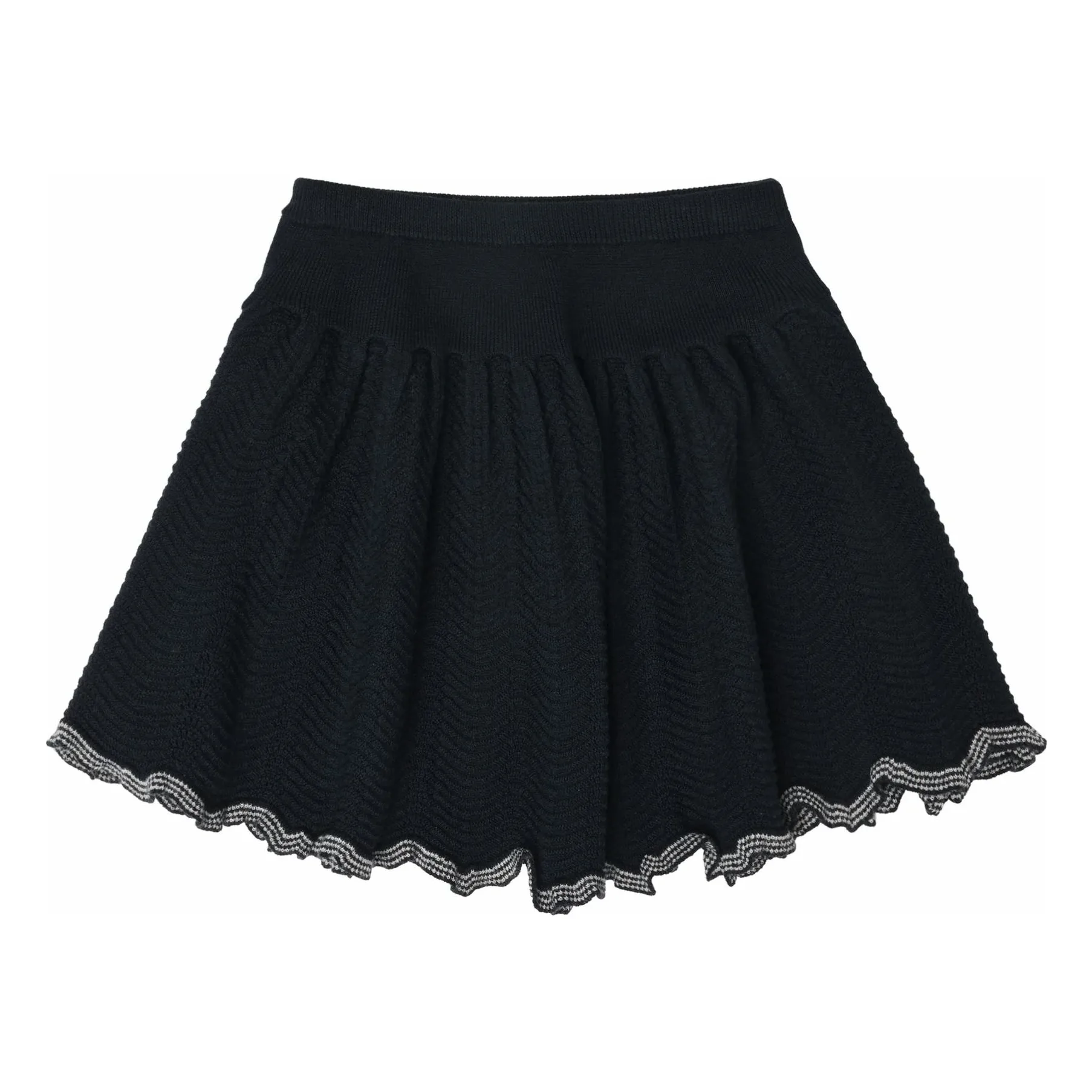 Fub Navy Blue Ruffled Skirt Merino Wool
