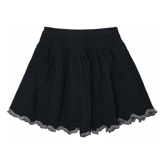 Falda con volantes Lana merina | Azul Marino