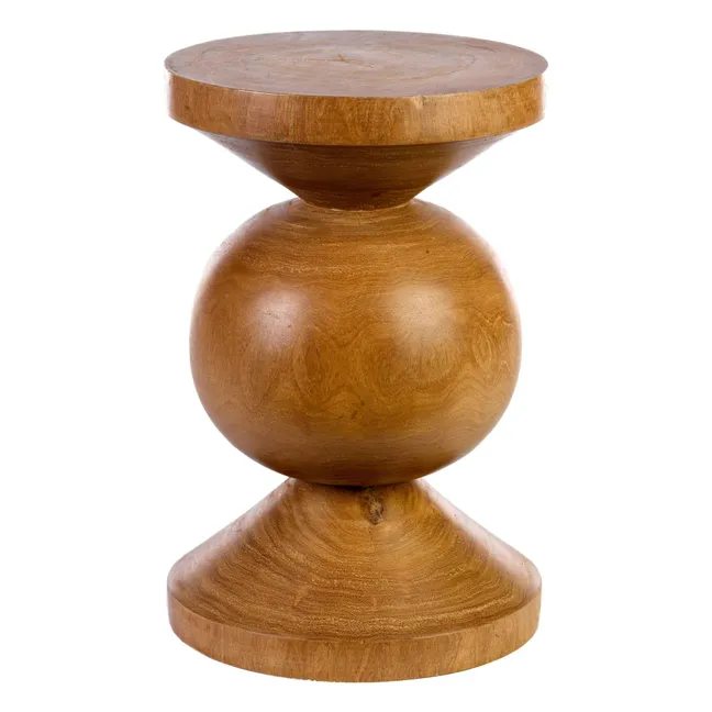 Sgabello in legno a forma di palla | Cognac