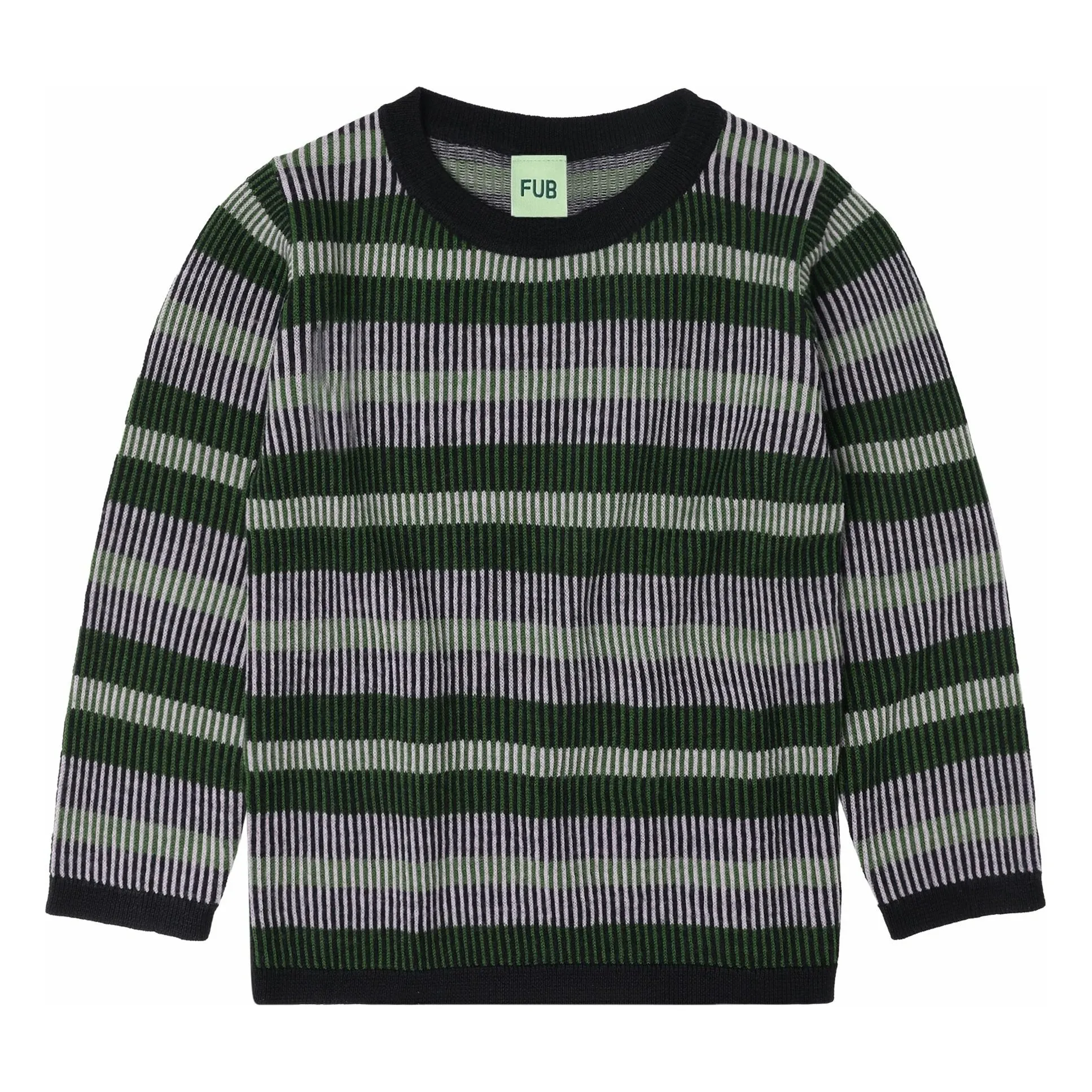 Fub Navy Blue Striped Sweater Fine Knit Merino Wool