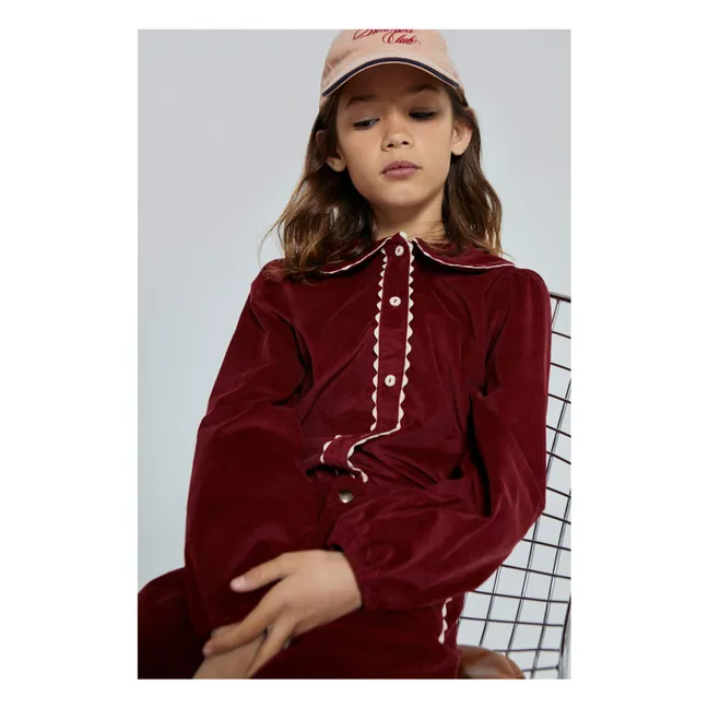 Emma Camicetta in velluto con colletto Claudine | Bordeaux