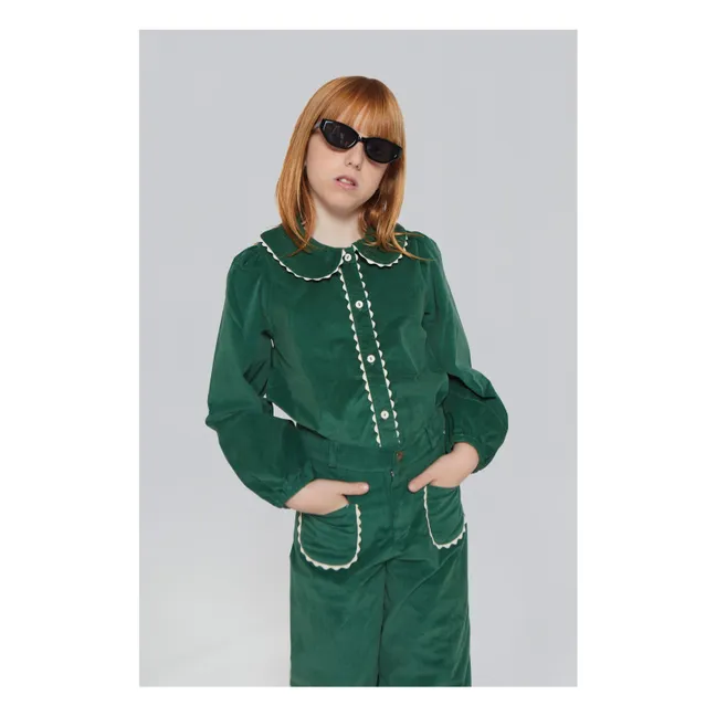 Emma Camicetta in velluto con colletto Claudine | Verde
