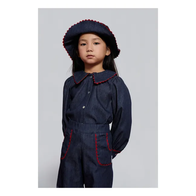 Blouse en Jean Col Claudine Cecilia  | Bleu foncé