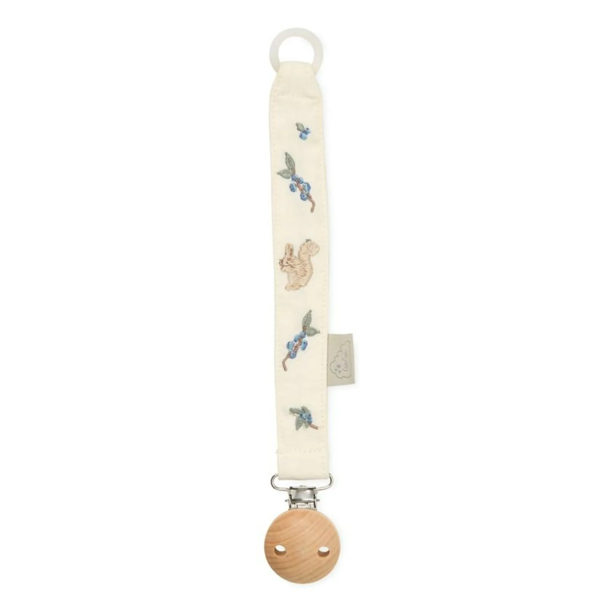 Cam Cam Blue Berries Embroidered Pacifier Clip