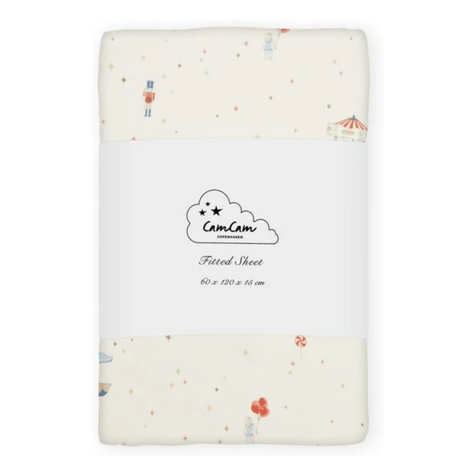 Cam Cam Red Carrousel Fitted Sheet