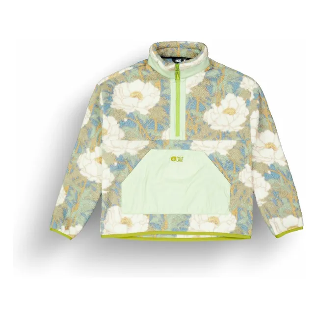 Polaire Zelkova Fleurie 1/4 Fleece | Vert pâle