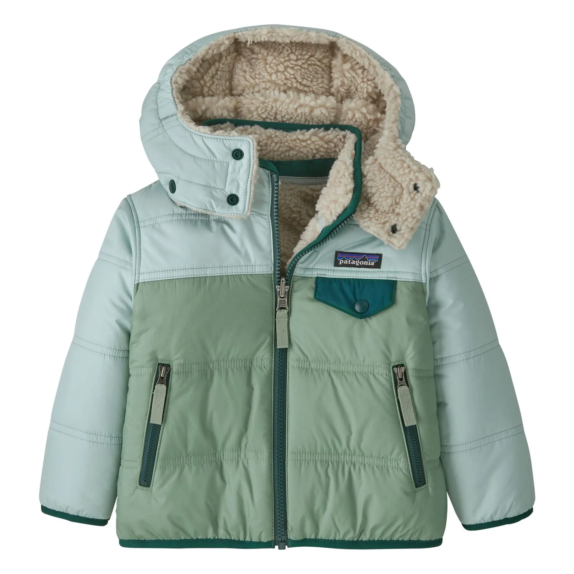 Patagonia Pale Green Tribbles Recycled Fiber Reversible Jacket