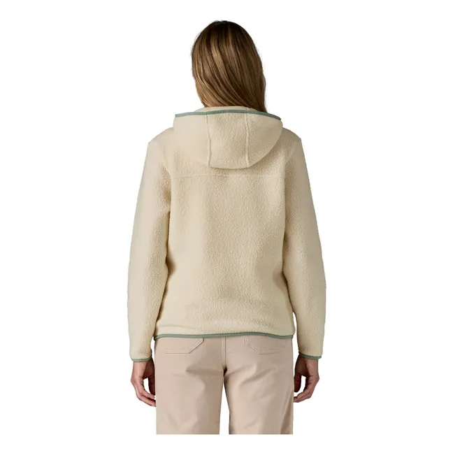 Veste Polaire à Capuche Retro Pile Fibres Recyclées | Beige