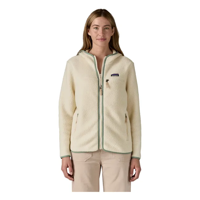 Veste Polaire à Capuche Retro Pile Fibres Recyclées | Beige