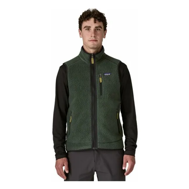 Veste Sans Manches Retro Pile Fibres Recyclées | Vert foncé