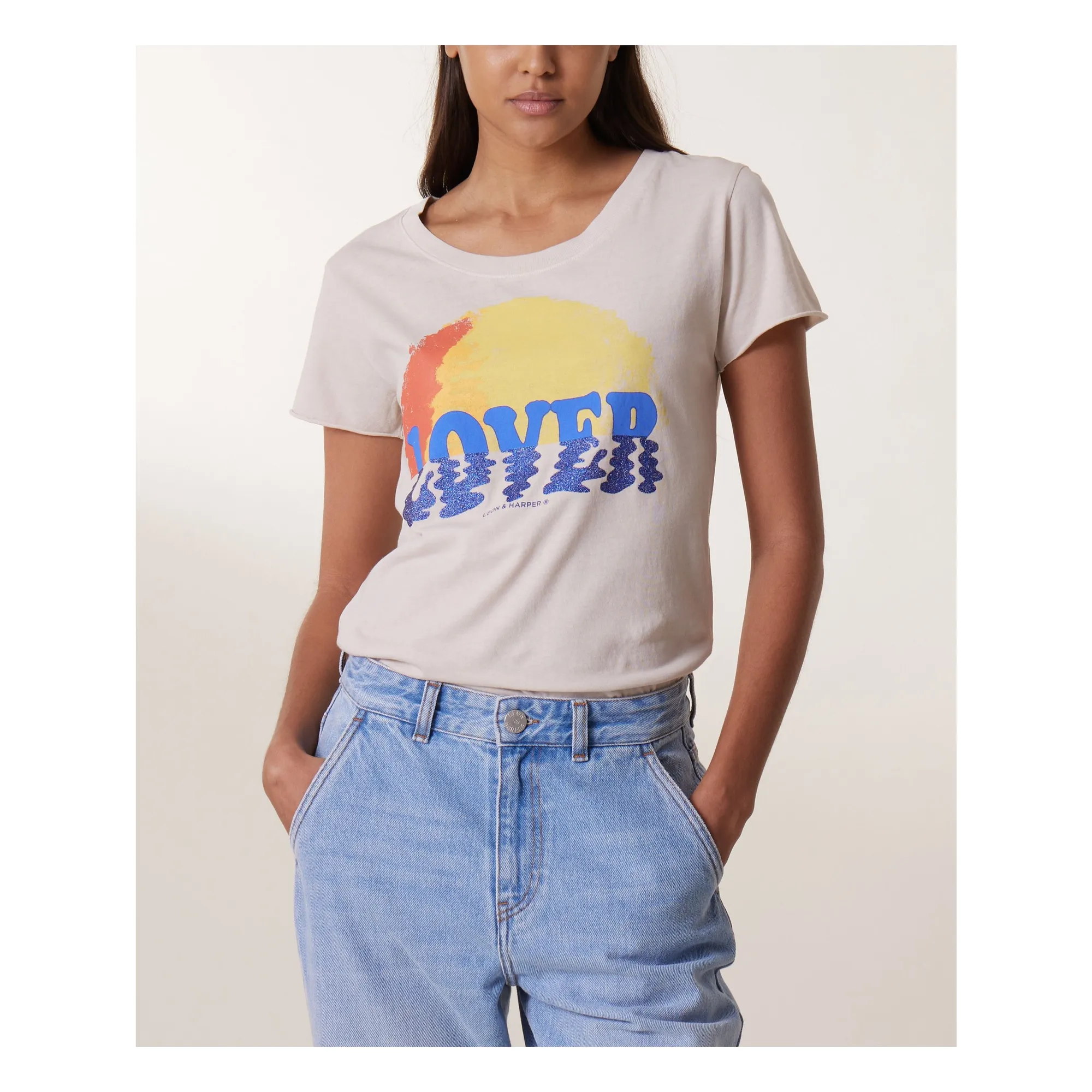 Leon & Harper Light Grey Toro Wave Organic Cotton T-Shirt