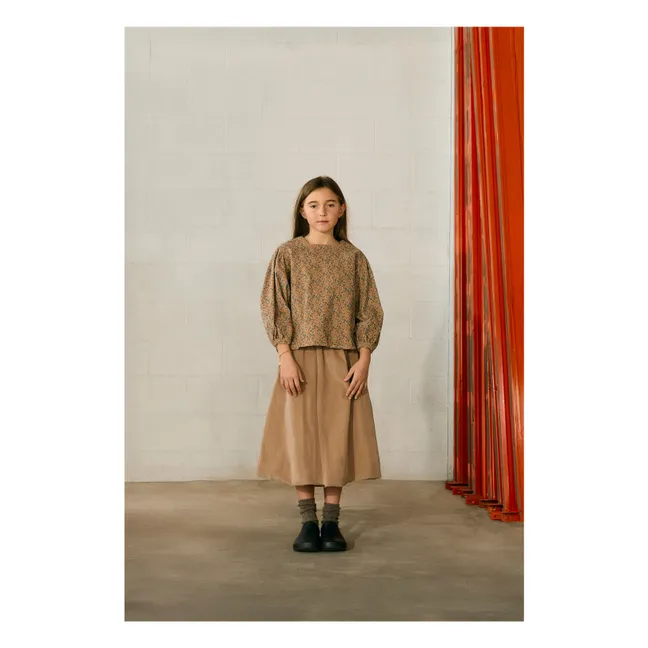 Blouse Col Carré Fleurie | Beige