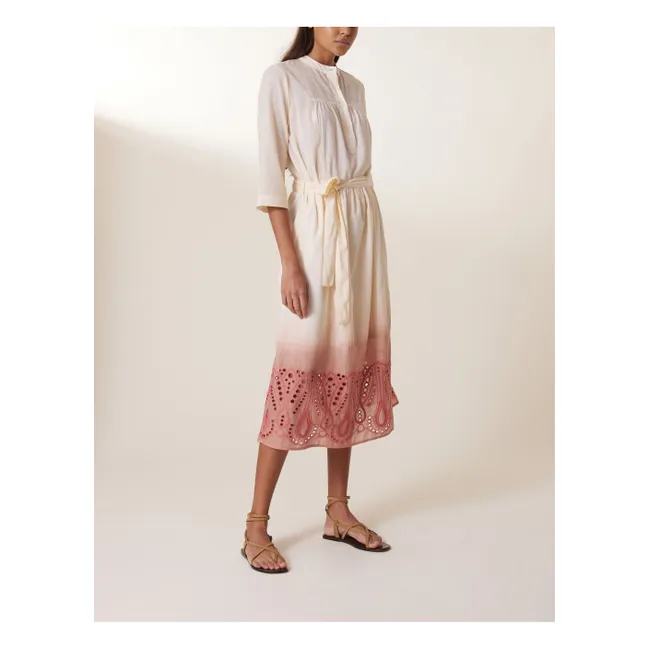 Vestido de algodón orgánico Rimi Tie &amp; Dye  | Coral