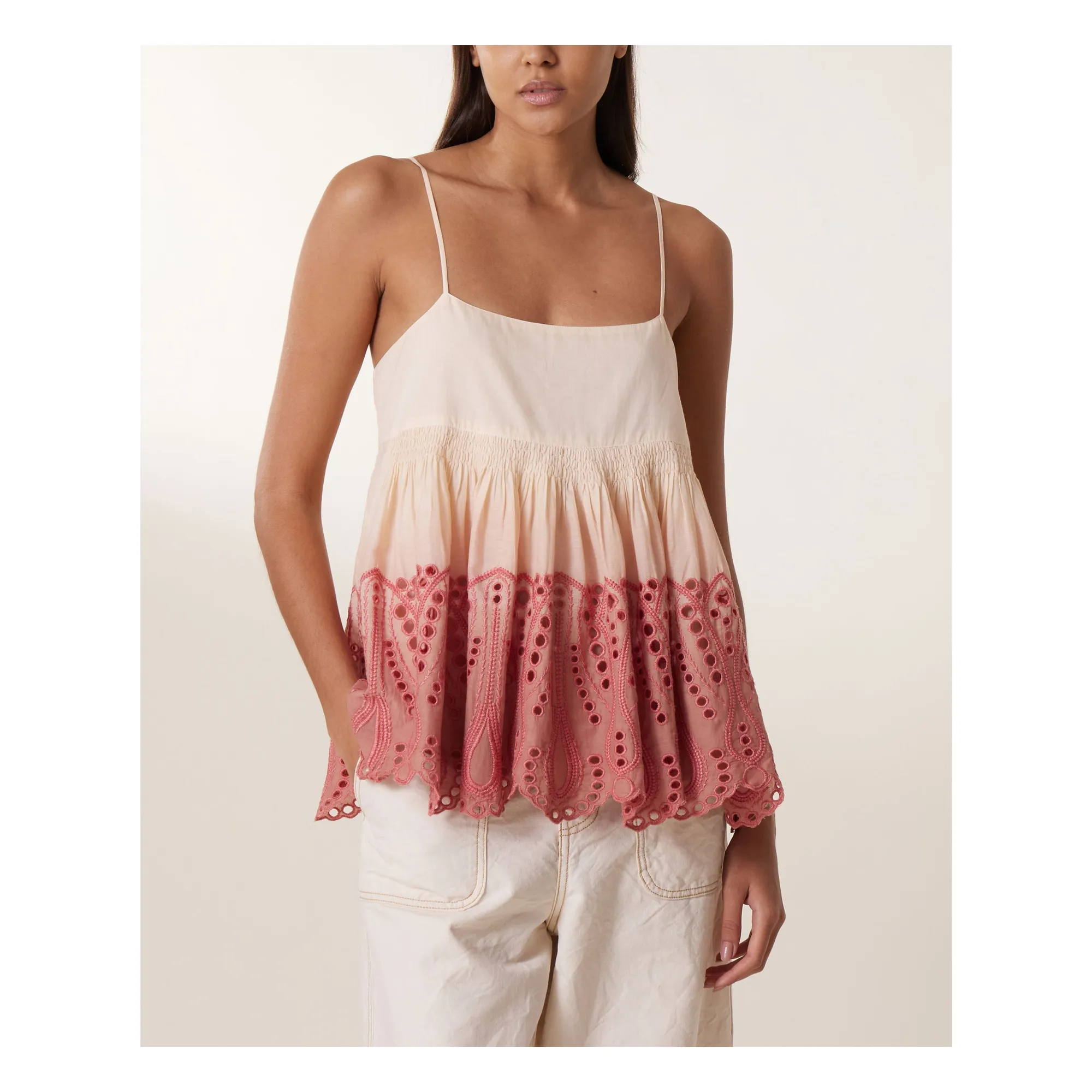 Leon & Harper Coral Cidji Tie & Dye Organic Cotton Tank Top
